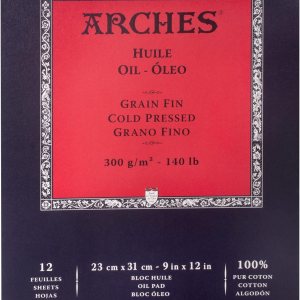 Arches Bloc de pintura al óleo de 9 x 12 pulgadas, 12 unidades Arches Bloc de pintura al óleo de 9 x 12 pulgadas, 12 unidades