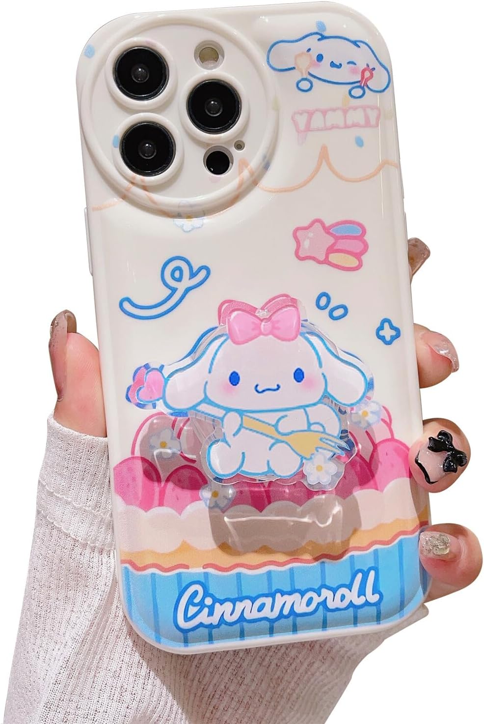 Funda Kawaii compatible con iPhone 12 Pro Max, bonita funda de dibujos animados, funda suave de TPU con soporte de agarre para mujeres y niñas,