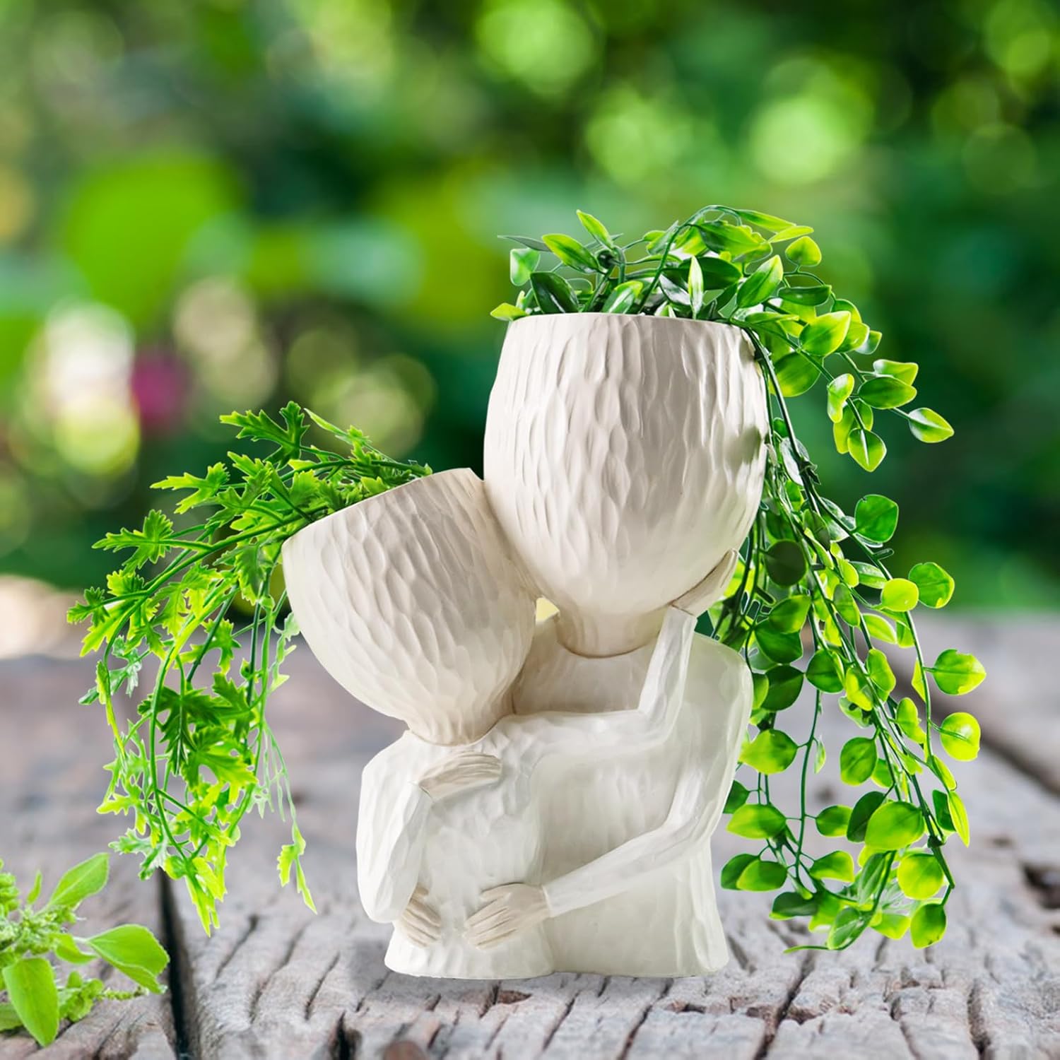 Macetero de cabeza para plantas de interior, macetas de cara para exteriores, accesorios para plantas de exterior, macetas suculentas con agujero de