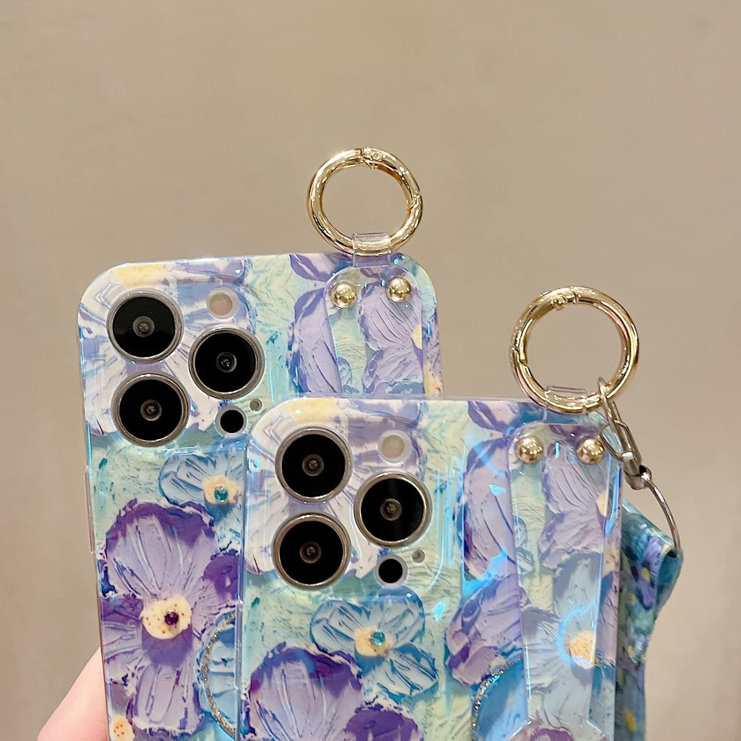 Funda de teléfono con soporte de flores de pintura al óleo suave para Samsung Galaxy A73 A53 A33 A23 A13 4G 5G, correa de muñeca, cordón, cubierta