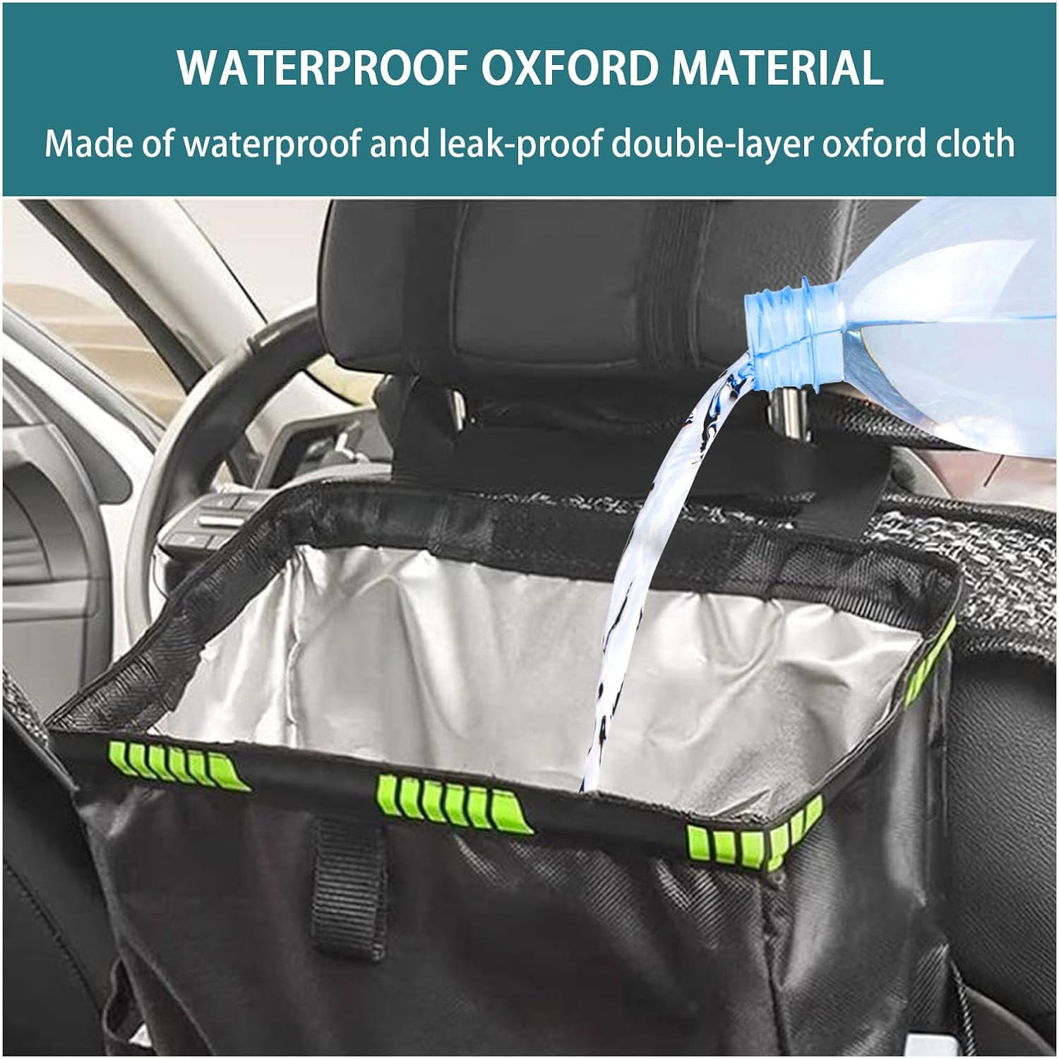 Cubo de basura colgante para automóvil con bolsas de almacenamiento, impermeable, a prueba de fugas, plegable, con correas ajustables, organizador