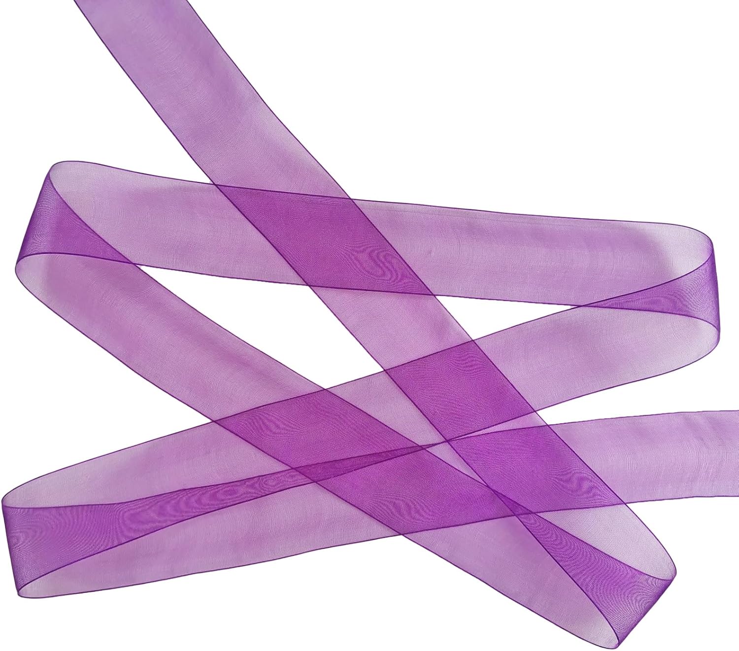 Cinta de organza púrpura para envolver regalos de 1.5 pulgadas x 50 yardas, cinta de gasa transparente para manualidades, lazos para el cabello,
