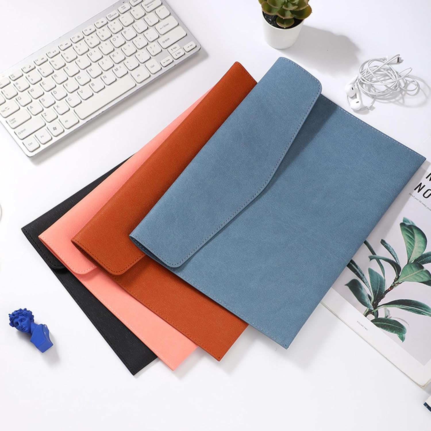 1 soporte de cuero sintético A4, carpeta de archivos A4 de piel sintética, bolsa de documentos de negocios, organizador de carpetas de archivos para