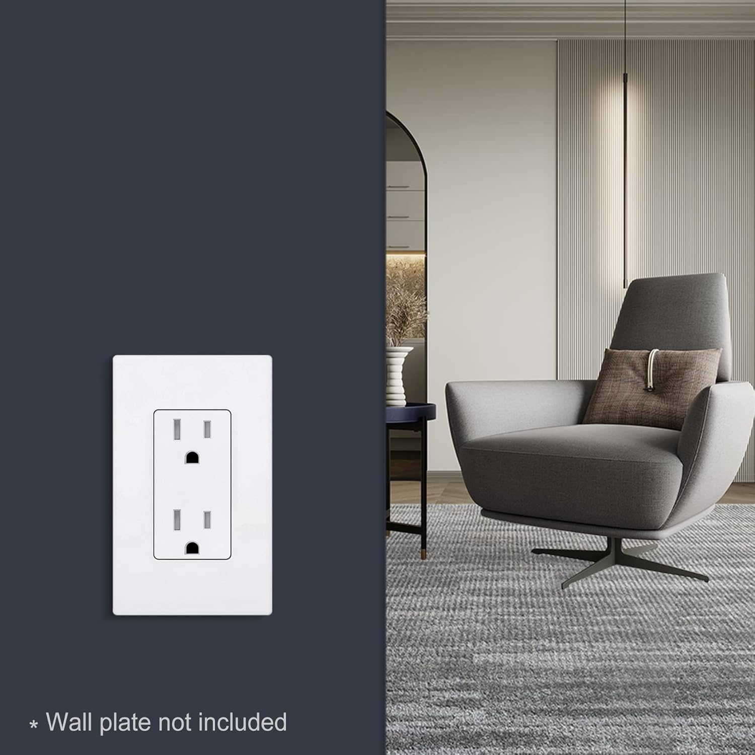 CML – 20 tomacorrientes de pared color blanco mate de 15 amperios, seguros para niños, resistentes a manipulaciones, enchufes eléctricos estándar,