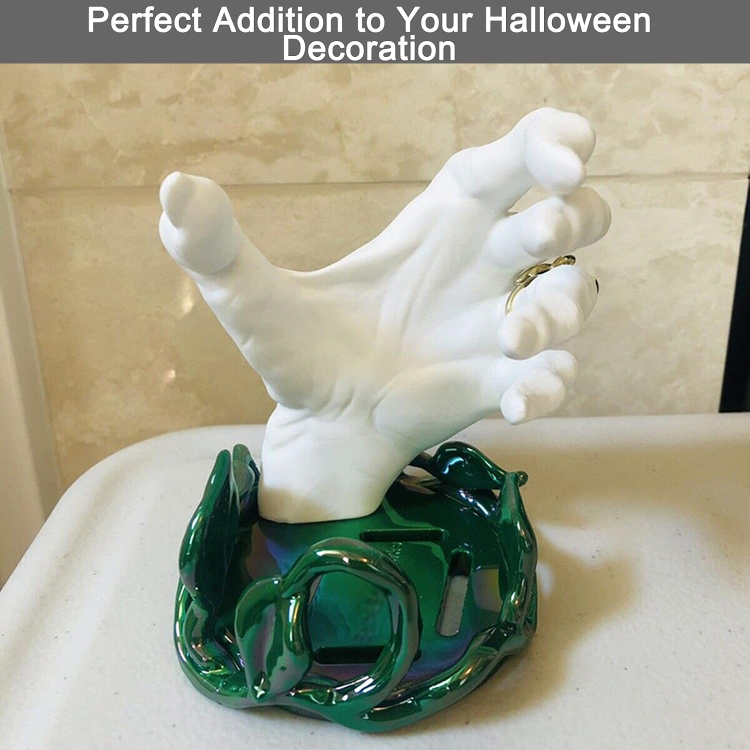 Soporte de jabón de mano de bruja, dispensador de jabón de Halloween, decoración de fiesta de Halloween, adorno de resina para baño de Halloween