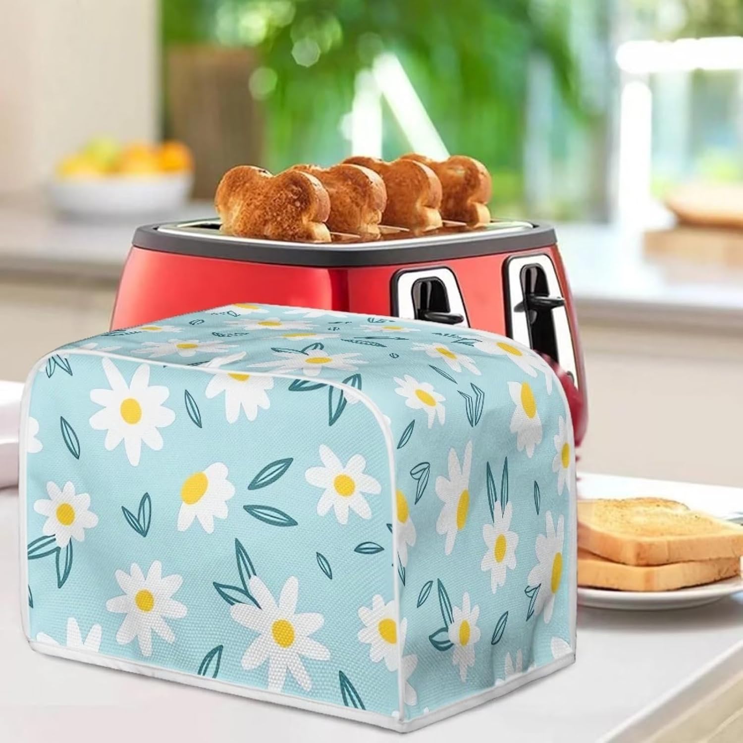 Daisy – Cubierta para tostadora de 2 rebanadas de cocina, fundas para electrodomésticos pequeños, lavable a máquina, funda para tostadora, horno,