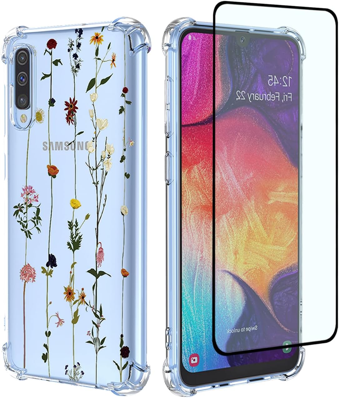 GTBDEKI SM-A505U – Funda para Samsung Galaxy A50Samsung A50SGalaxy A30S, funda con protector de pantalla, funda transparente con patrones de jardín