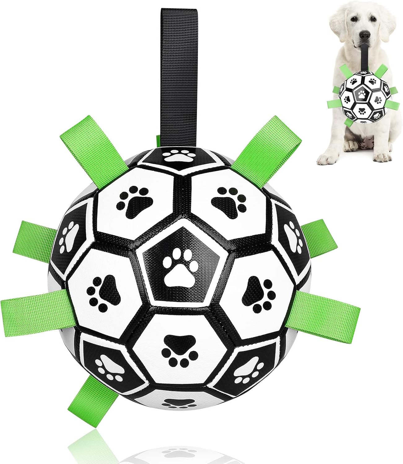 CHUKCHI Pelota de fútbol para perros con correas, juguetes interactivos para perros para tira y afloja, regalos de cumpleaños para cachorros,