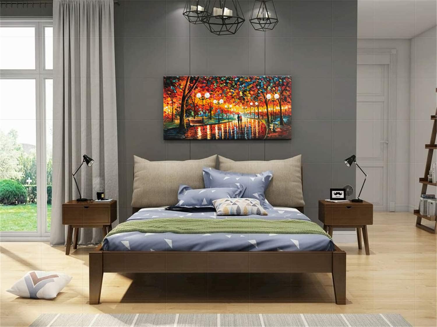 Alenoss Pinturas modernas al óleo sobre lienzo, arte de pared grande de 24 x 48 pulgadas, pinturas abstractas románticas, arte contemporáneo, arte
