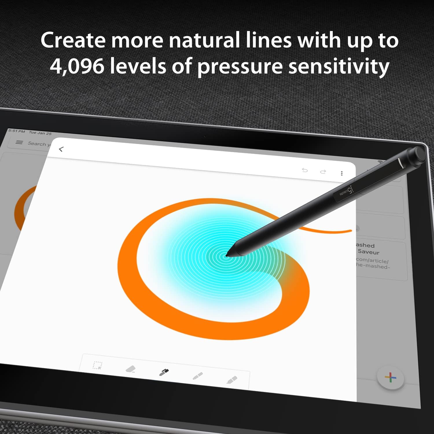 j5create USI Stylus Pen para Chromebook- Certificado funciona con Chromebook, soporta 4096 niveles de presión, carcasa de aluminio duradera y