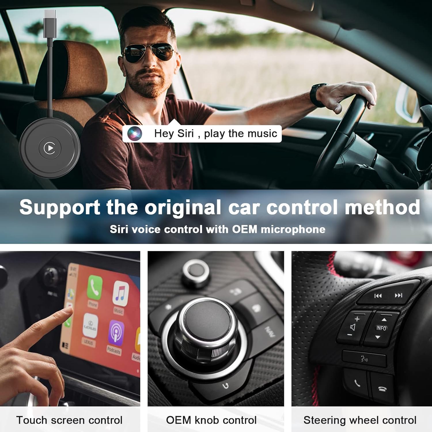 Apple Carplay – Adaptador inalámbrico 2022 actualizado Apple CarPlay Dongle para el CarPlay original con cable del automóvil, convierte el CarPlay