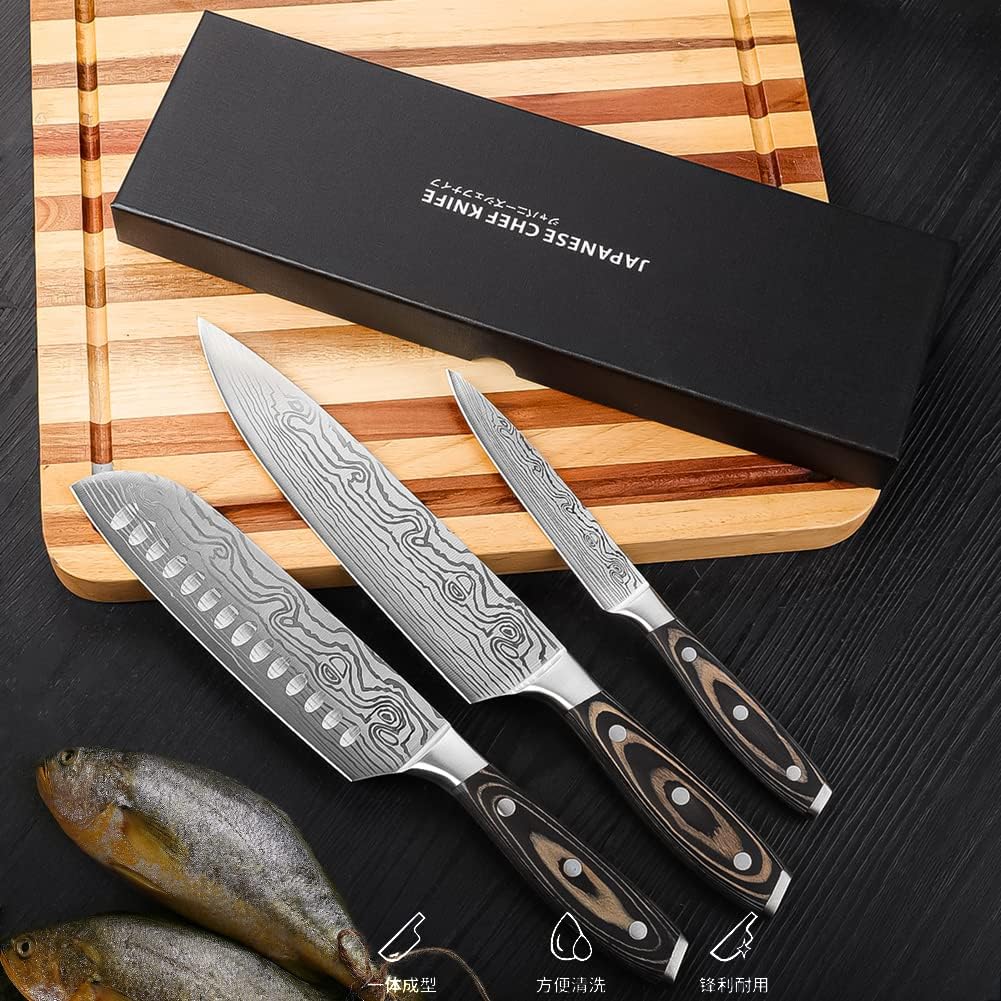 Juego de cuchillos,Juego de cuchillos en caja de 5-8 pulgadas,Cuchillo de cocina alemán de acero inoxidable de primera calidad,Juego de cuchillos de