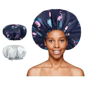 Gorro de ducha, grande ajustable y reutilizable, doble capa para rastas, gorro de baño impermeable para mujeres, niñas, trenzas, spa, cabello largo Gorro de ducha, grande ajustable y reutilizable, doble capa para rastas, gorro de baño impermeable para mujeres, niñas, trenzas, spa, cabello largo