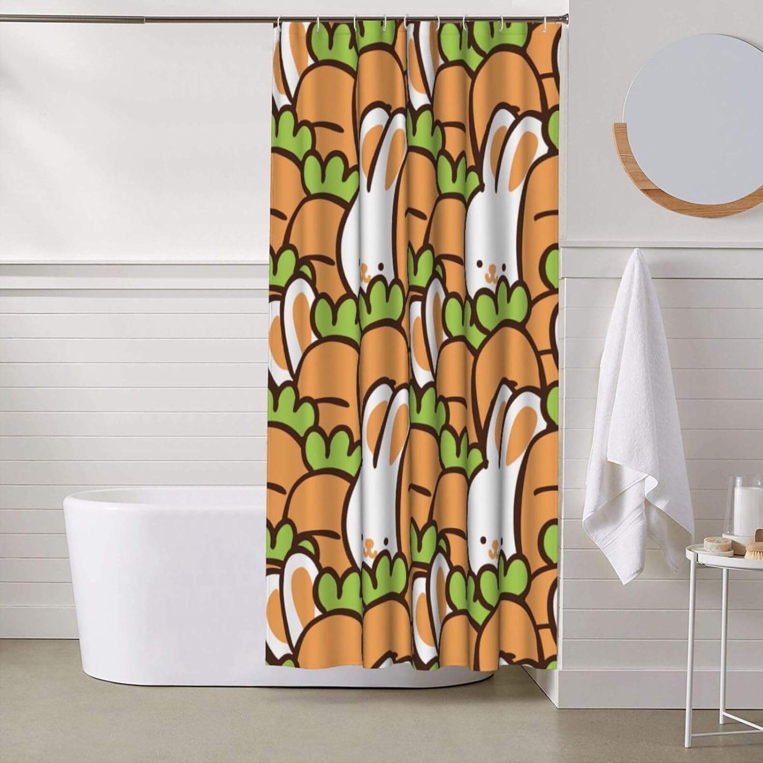 Cartoon Rabbit Carrot Plastic Shower Curtain Liner 60x72in Extra Long Shower Curtains for Bathroom Clearance Set with Hooks Cortinas De BañO,