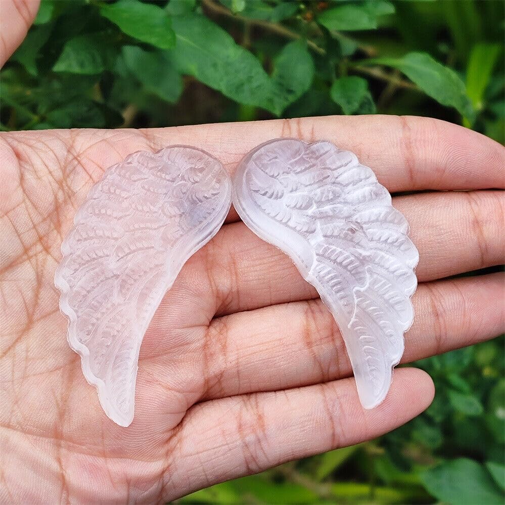TEAMWILL 2.3 pulgadas, un par de alas de selenita naturales talladas de cristal de cuarzo, calavera, regalo de Reiki, figuras coleccionables