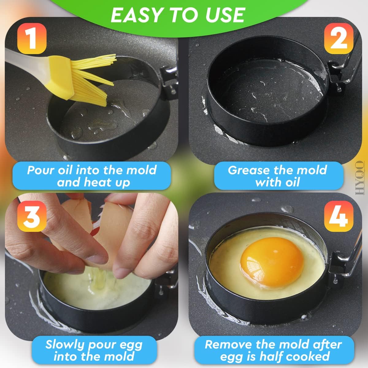 Egg Rings for Frying Eggs – 2Pcs Round Egg Cooker Ring Egg Circles for Frying Eggs Egg Molds Fried Egg Cooker Ring – Egg Mold for Breakfast