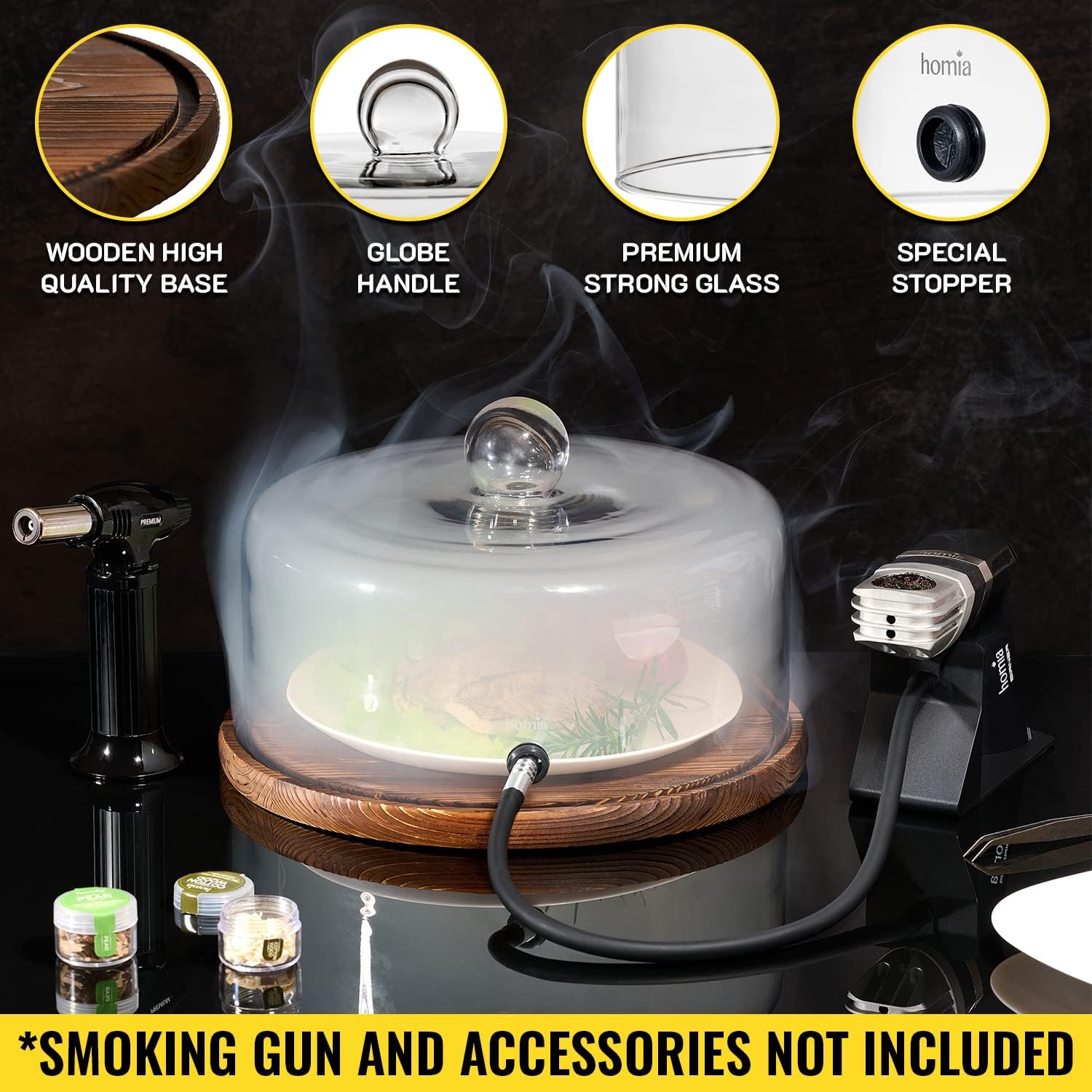 Infusor de humo de madera para pistola de ahumar, kit de iniciación, 12 piezas, máquina ahumadora con accesorios y astillas de madera y accesorio