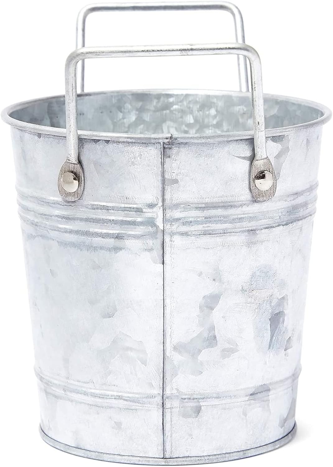 Farmlyn Creek Paquete de 4 mini cubos galvanizados con asas, maceta de decoración del hogar de granja (5.4 pulgadas)