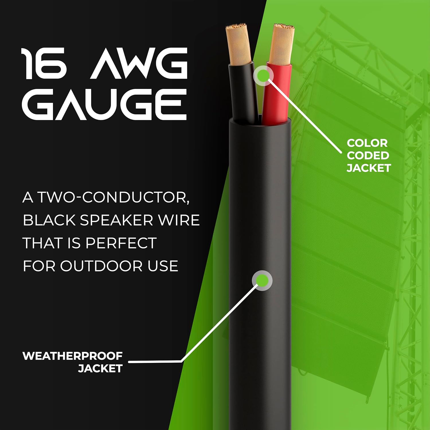 GearIT Pro Serie 14 AWG – Cable de altavoz OFC de calibre 14 AWG CL3, (100 pies  30.48 metros negro) Cobre sin oxígeno UL, clasificado CL3 para