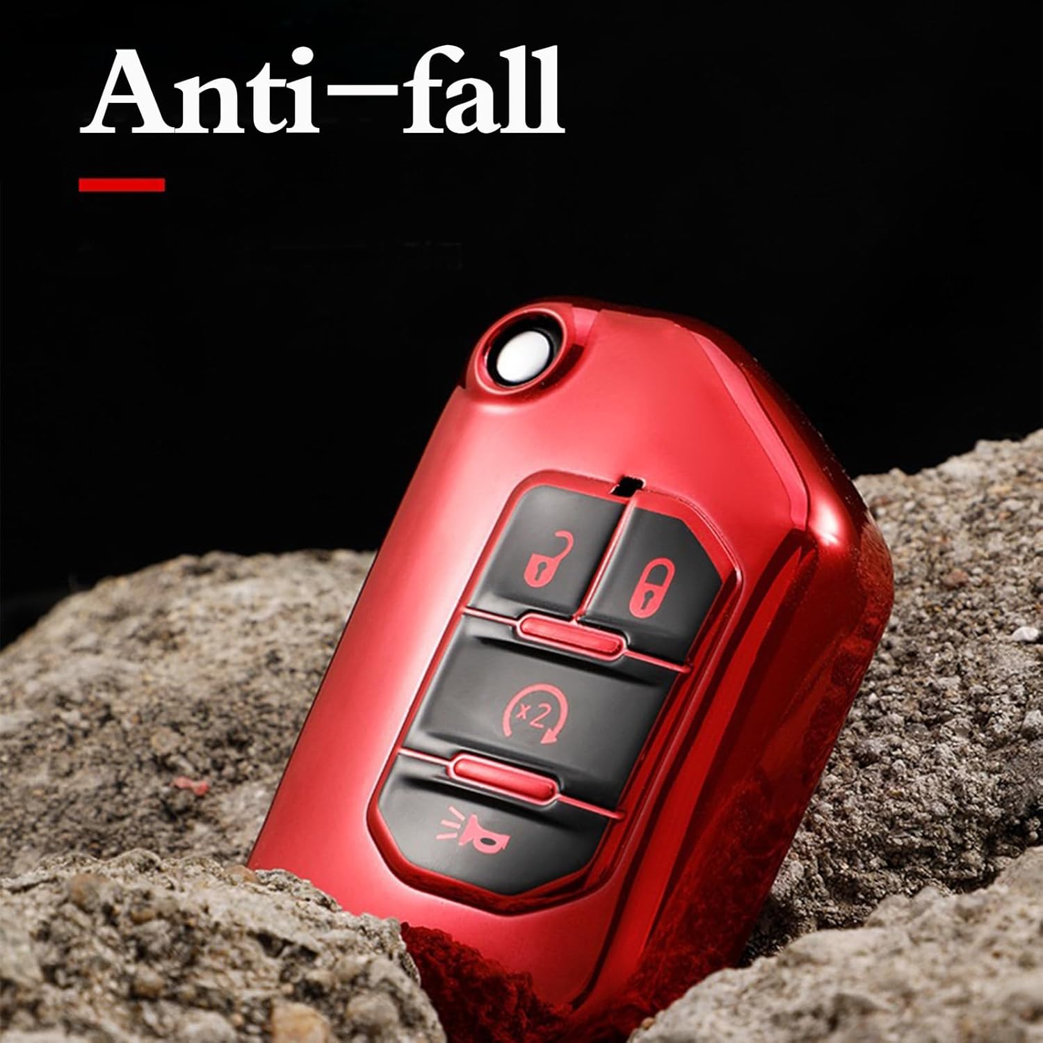 Funda para llavero Jeep, TPU con llavero con llavero de protección de 360 grados para Jeep Wrangler Gladiator JL JLU Rubicon 4 botones (plateado)