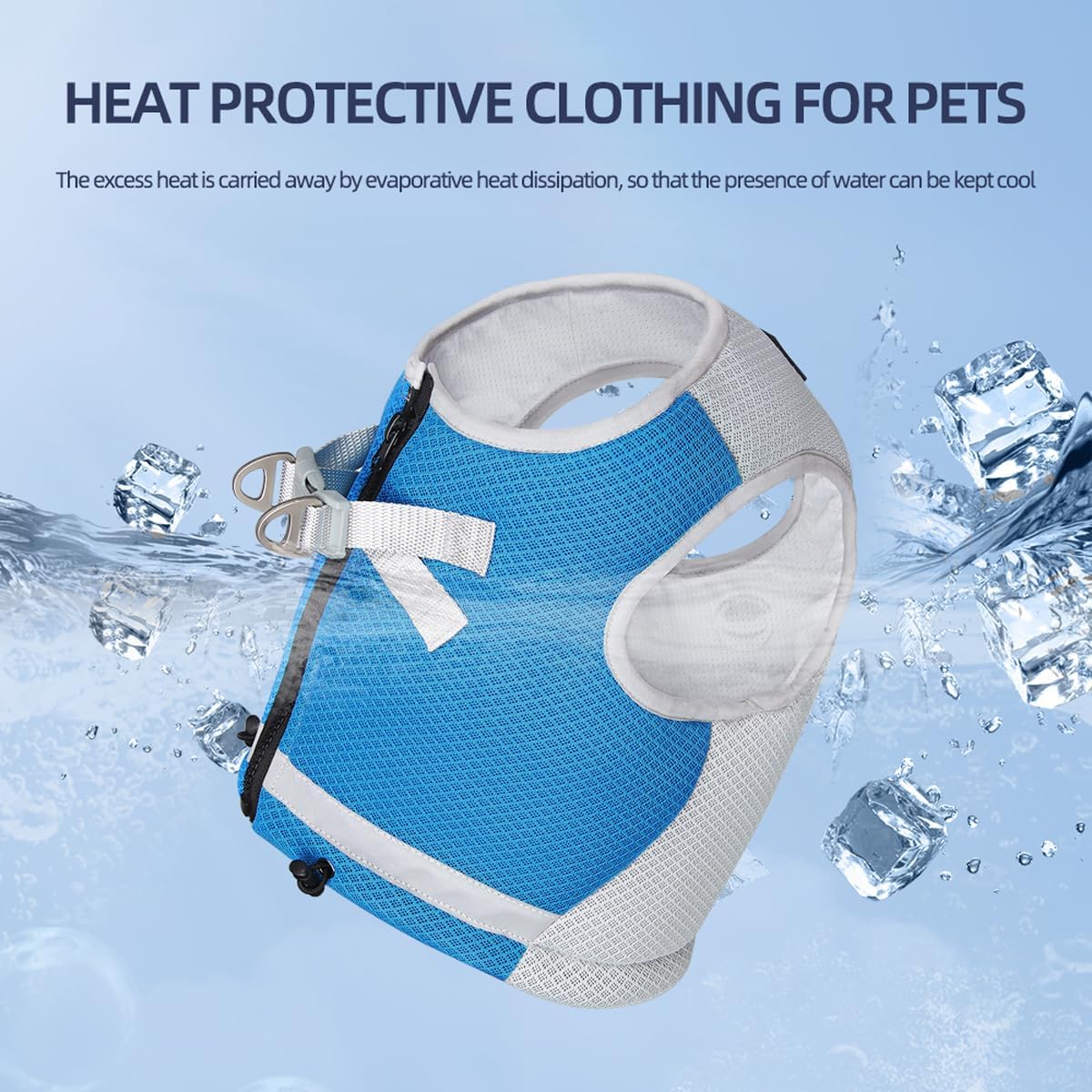 Arnés de chaleco refrescante para perros con tira reflectante, arnés de ajuste, adecuado para perros pequeños, medianos y grandes, transpirable y