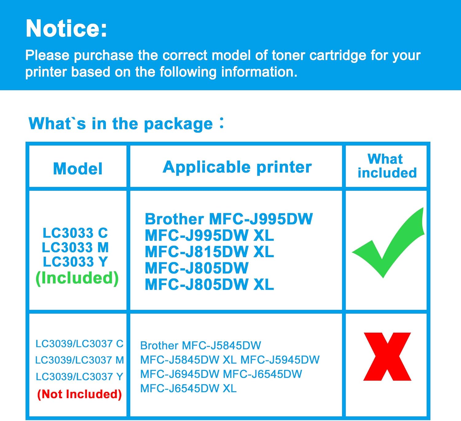 LCL Cartucho de tinta compatible con pigmento de repuesto para Brother LC3033 LC30333PKS XXL LC3033C LC3033M LC3033Y MFC-J995DW MFC-J995DW XL