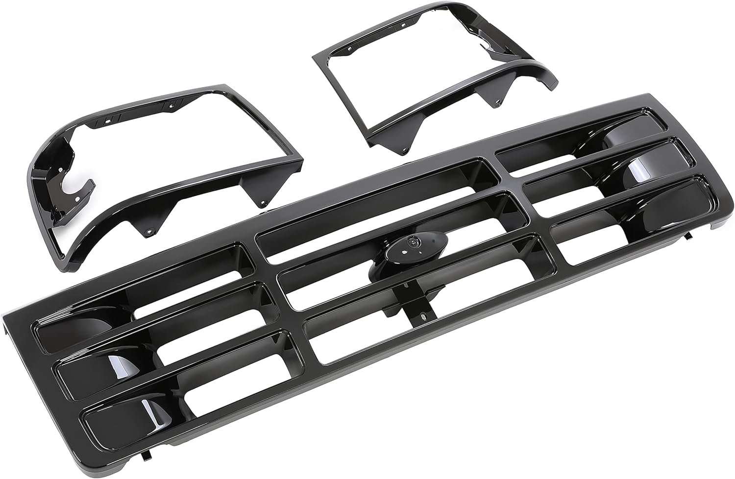 HECASA Rejilla delantera y bisel para faros delanteros compatible con Ford Bronco F-150 F-250 HD F-350 1992-1997 Reemplazo para FO1200172 FO2512131