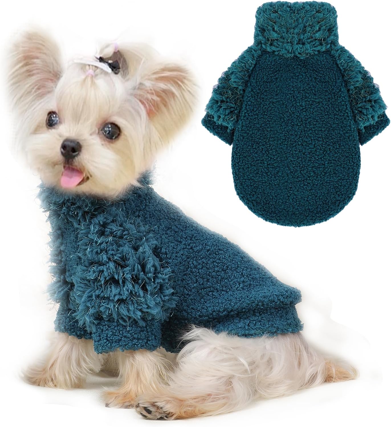 Suéter de invierno para perros pequeños, niñas y niños, ropa de forro polar para cachorros, abrigo para clima frío, camiseta cálida para mascotas
