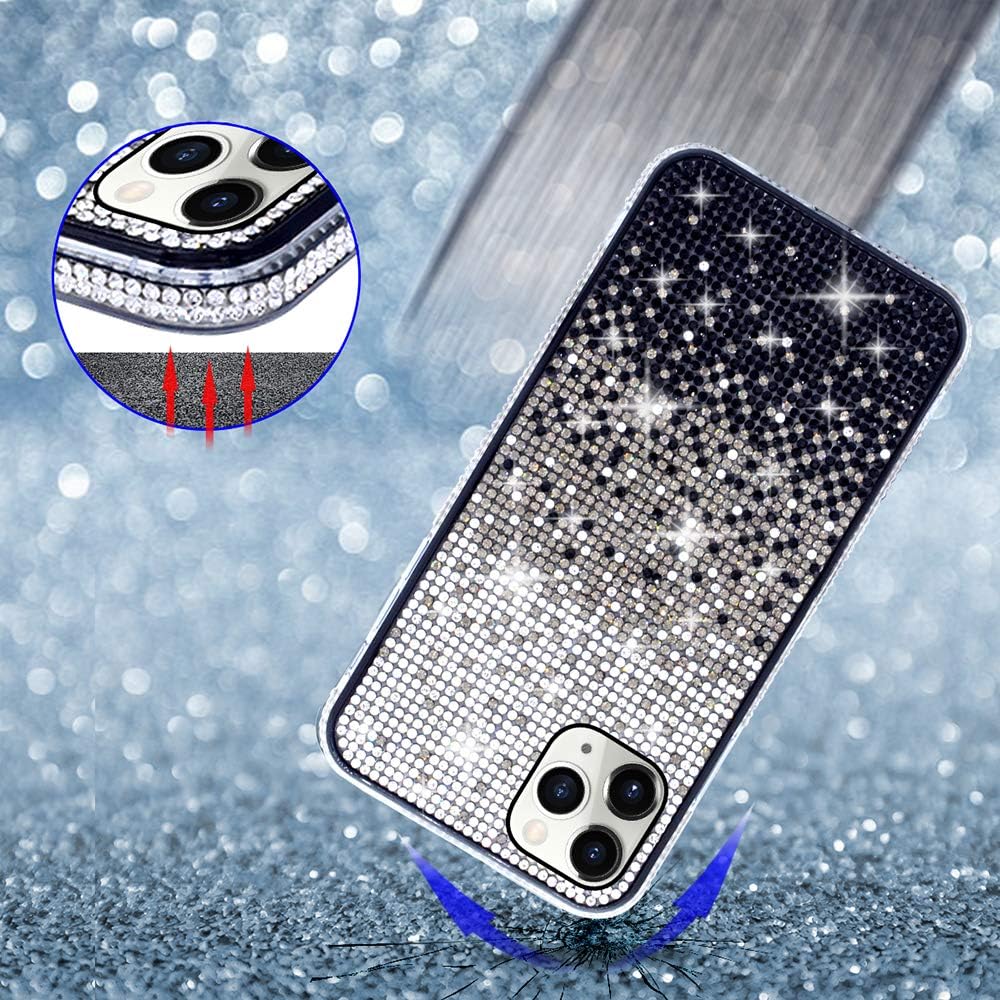 LUVI Funda compatible con iPhone 13 Pro Max Bling para mujeres y niñas, con diamantes de imitación brillantes, funda protectora de lujo 3D hecha a