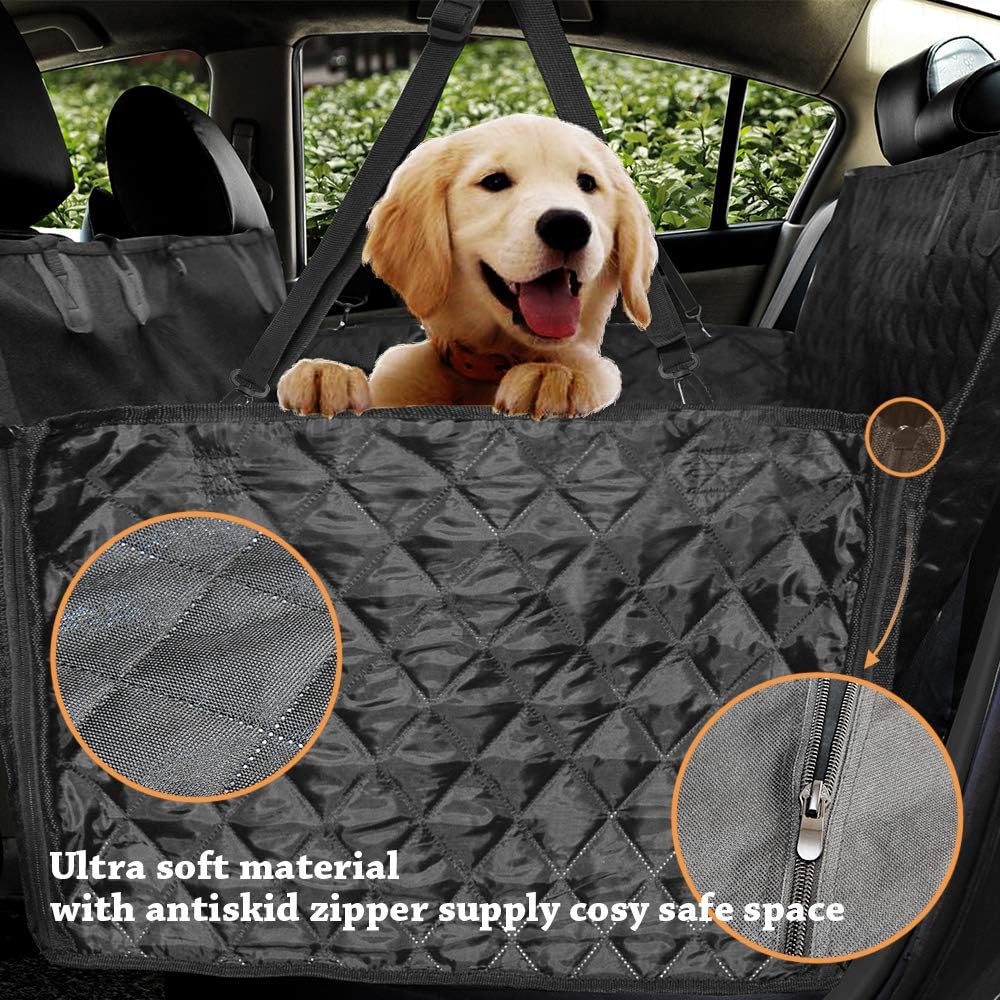 Honest – Fundas acolchadas de lujo para asiento de coche con solapa lateral para mascotas, para automóviles, camiones y SUV, funda impermeable y