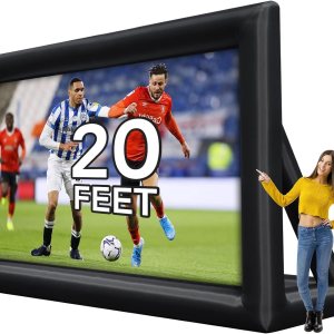 CHEINAUTO – Pantalla de proyector inflable, 20 pies, portátil, para exteriores, proyección frontal y trasera, con cuerda, soplador de aire, clavos CHEINAUTO – Pantalla de proyector inflable, 20 pies, portátil, para exteriores, proyección frontal y trasera, con cuerda, soplador de aire, clavos