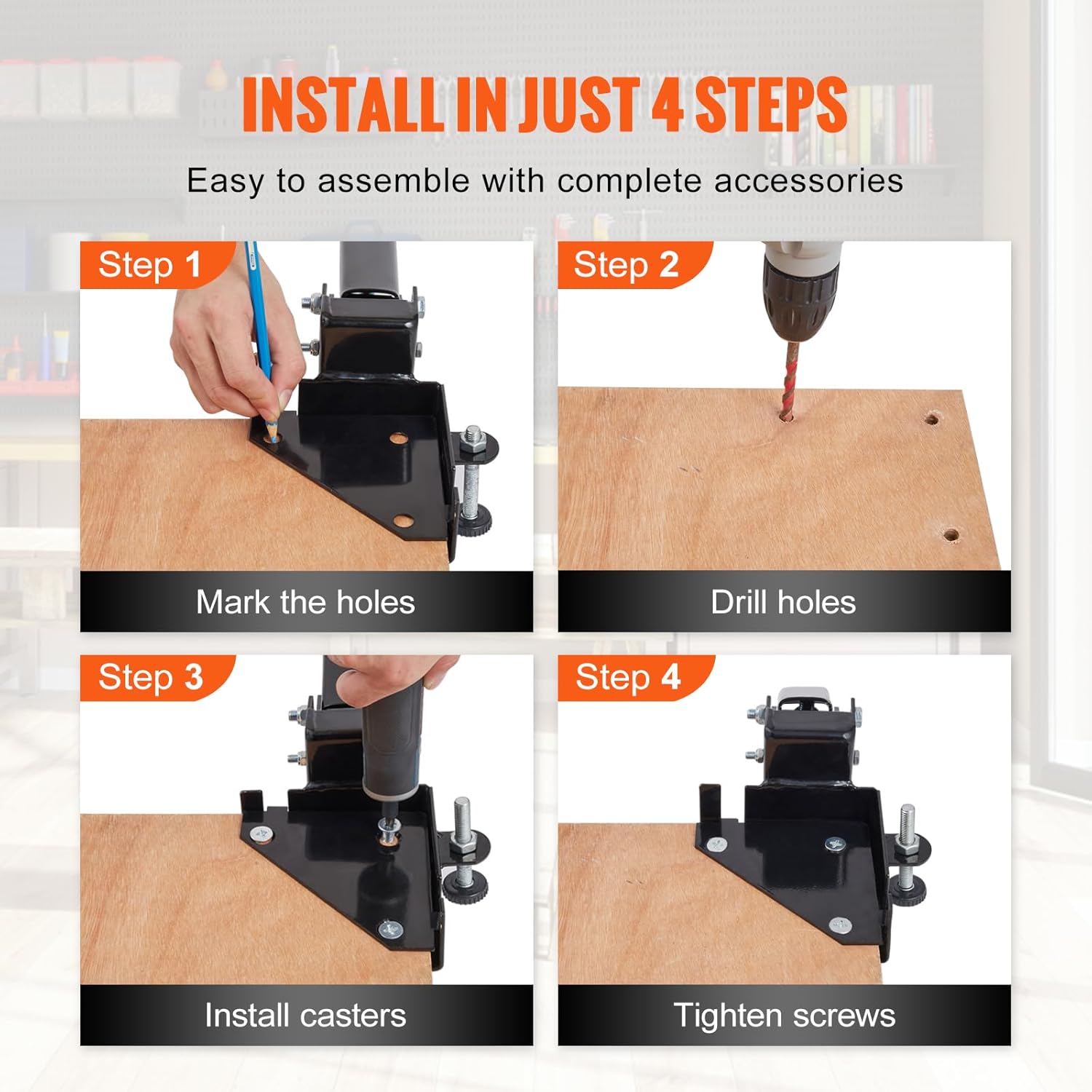 VEVOR Base móvil, capacidad de peso de 400 libras, ajustable de 12 x 12 pulgadas a infinito, soporte de base móvil universal resistente con ruedas