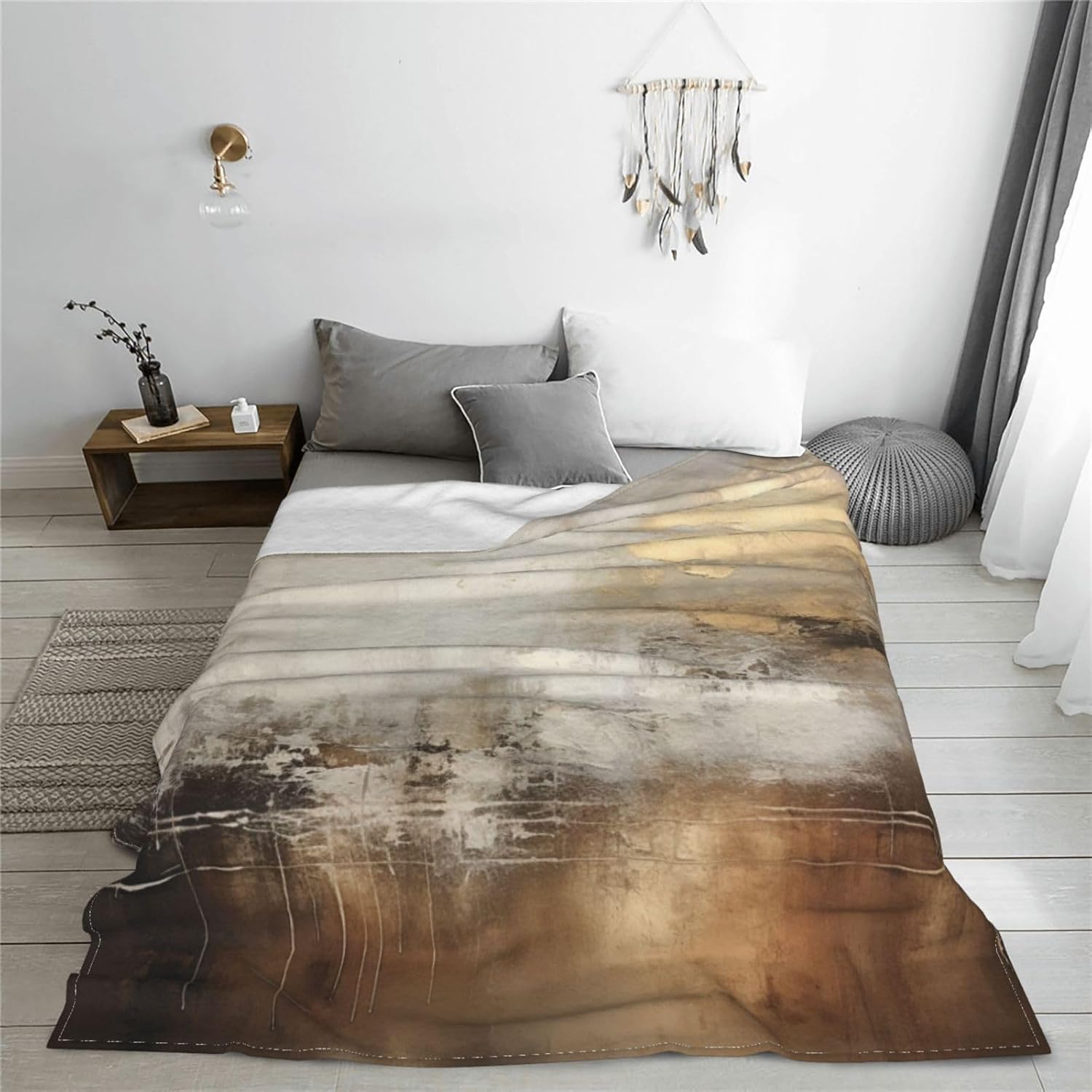 Manta con patrón abstracto, color negro y gris, con patrón dorado, para todas las estaciones, manta de franela impresa para sofá, cama, silla,