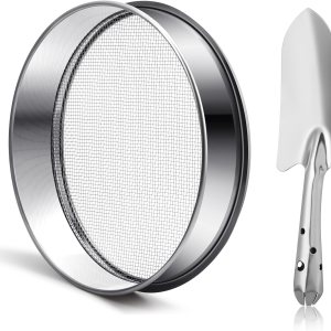 Hushee Tamiz de suelo con pala, bandeja de tamiz de 10 pulgadas, tamiz de compost inoxidable, tamiz de jardín, tamiz de arena para suciedad, rocas, Hushee Tamiz de suelo con pala, bandeja de tamiz de 10 pulgadas, tamiz de compost inoxidable, tamiz de jardín, tamiz de arena para suciedad, rocas,