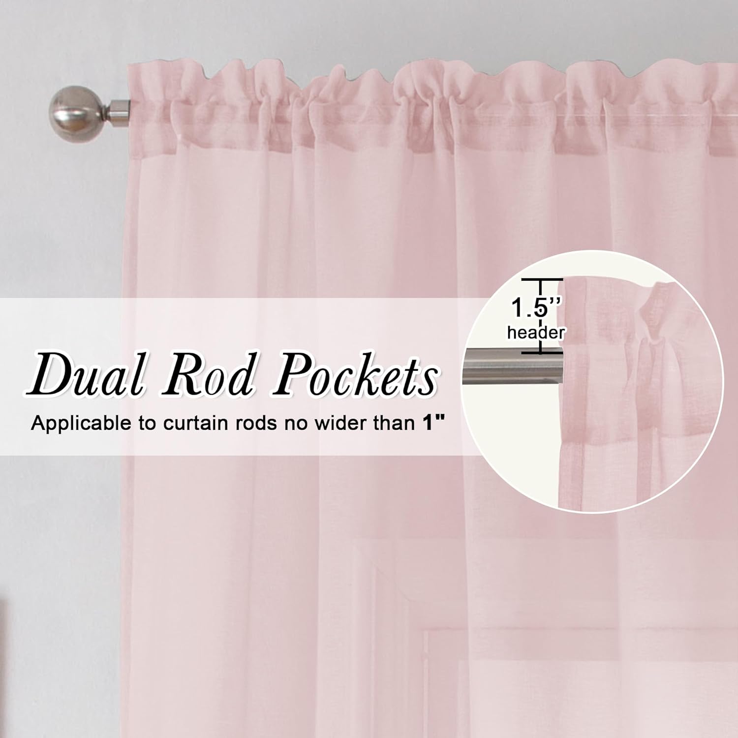 Doris – 2 paneles de cortinas traslúcidas de lino sintético liso de 84 pulgadas de largo, cortinas de lino sintético liso con bolsillos para