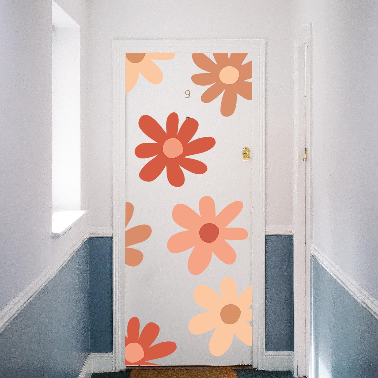 Calcomanías de pared de margaritas, calcomanías de pared bohemias, arte de pared floral, calcomanías de flores de margaritas coloridas para niños,