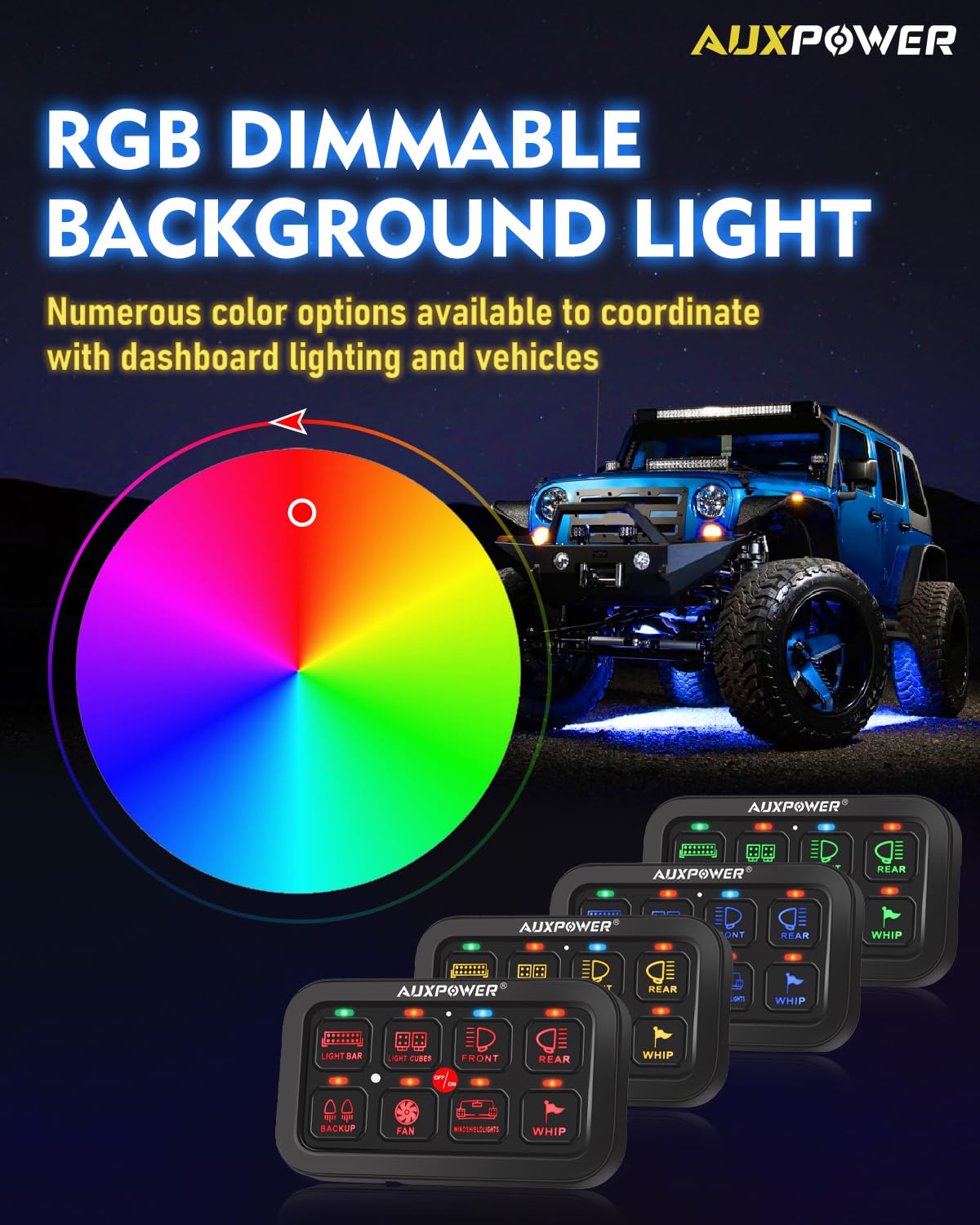 Panel de interruptor Bluetooth RGB de 8 bandas A38 con 3 modos de iluminación Panel de control táctil LED con función regulable automática Sistema