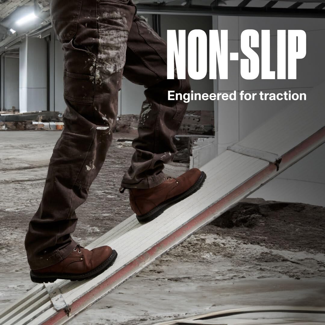 Botas de trabajo para hombre, punta de acero, botas de cuero de 6 pulgadas para trabajo, construcción, zapatos de trabajo de seguridad industrial