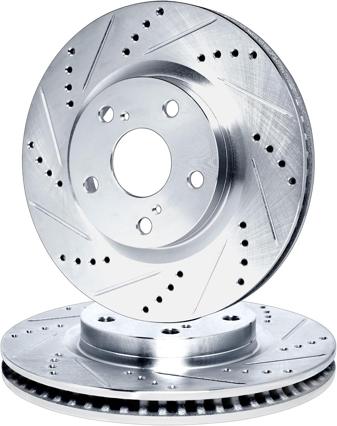 R1 Concepts Kit de rotor de freno delantero  Rotores de freno  Disco de freno  Perforado y ranuradoCompatible con Daewoo Leganza 1999-2002