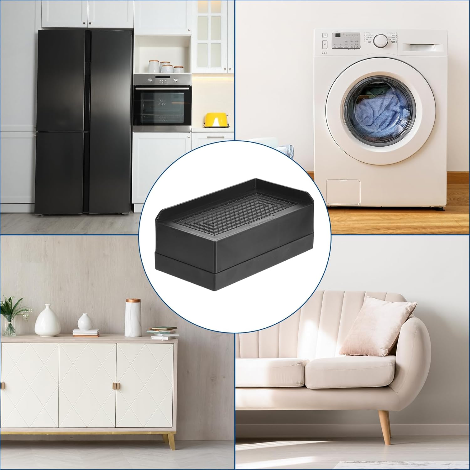 uxcell Elevadores de muebles de 4.3 pulgadas, 4 elevadores de cama rectangulares ajustables para extensor para cama, escritorio, sofá, mesa, soporte