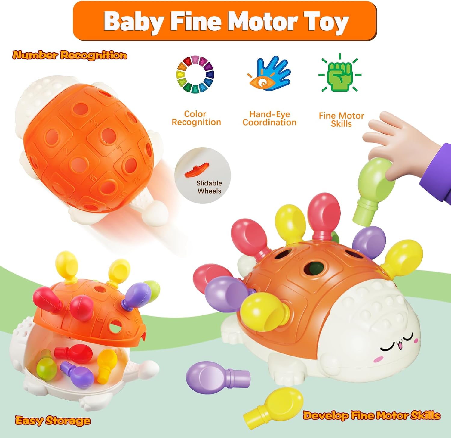 Juguetes Montessori para bebés de 6 a 12 meses, juguetes sensoriales para bebés de 1 a 3 años, juguetes de motor fino, juguete de cuerda de