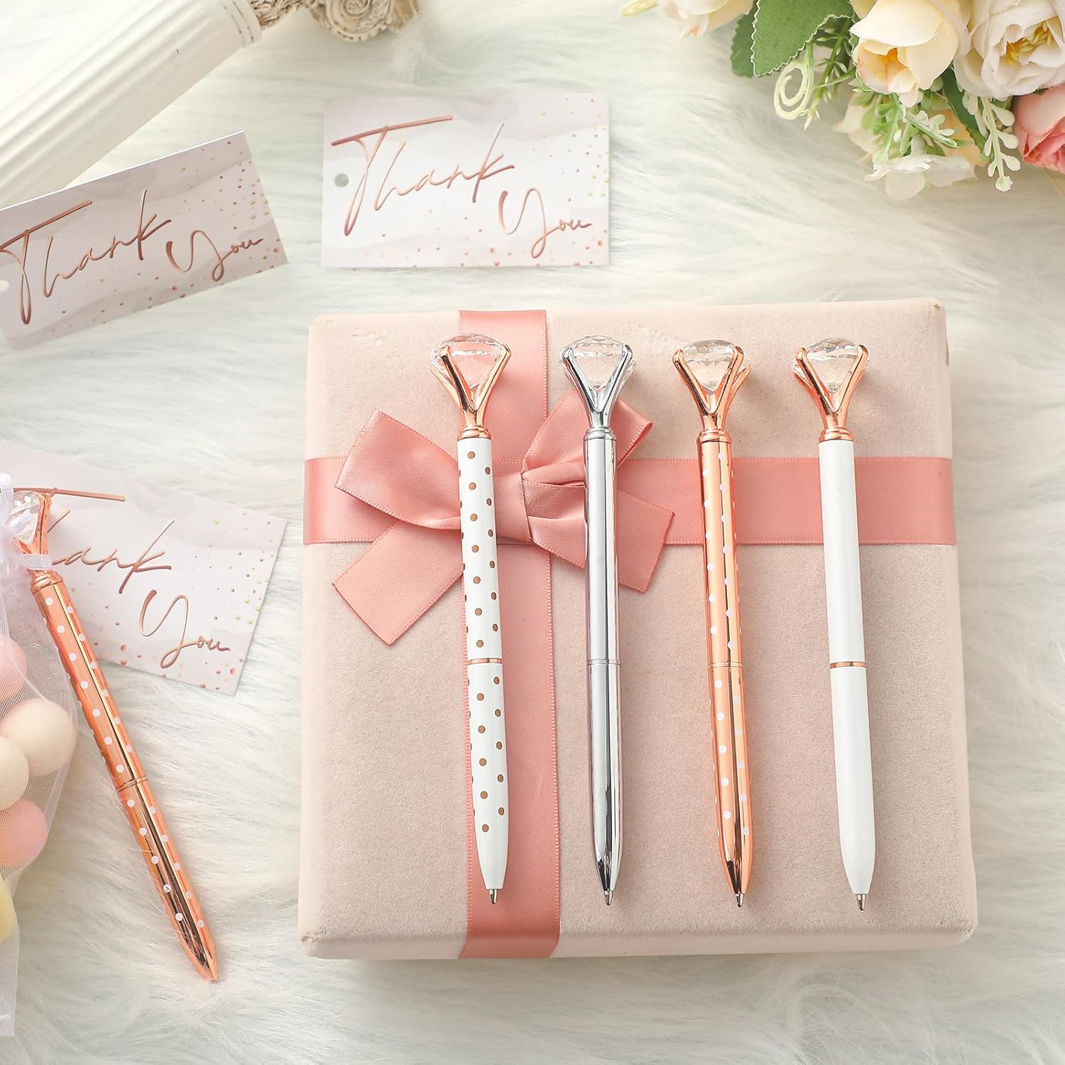 Juego de 91 bolígrafos de diamante para despedida de soltera, incluye 31 bolígrafos de cristal de boda, 30 bolsas de organza, 30 tarjetas elegantes,
