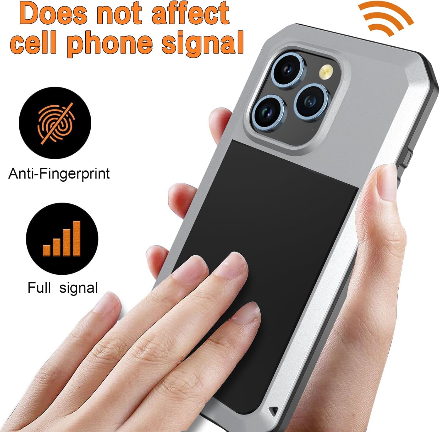 Marrkey Compatible con iPhone 15 Pro Max, funda protectora de cuerpo completo 360, resistente a los golpes Armadura resistente Funda de metal de