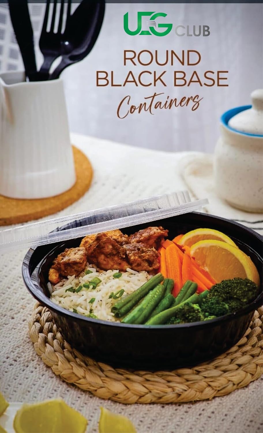 Contenedores de plástico reutilizables de 7 pulgadas, contenedores de alimentos desechables, recipientes de almacenamiento de alimentos con tapas,