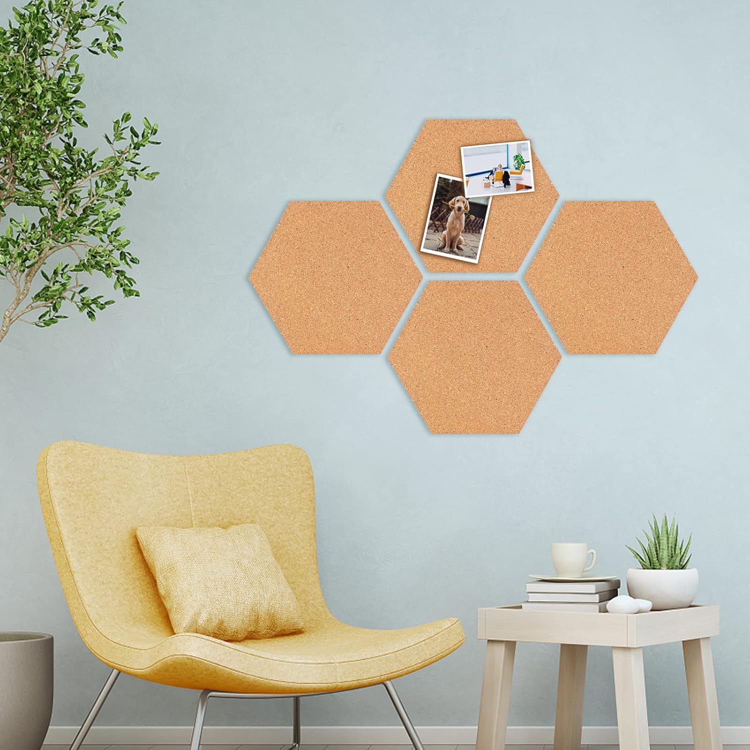 Tablero de anuncios de corcho hexagonal, tableros de corcho pequeños de 12 pulgada de grosor para paredes, azulejos de corcho autoadhesivos para
