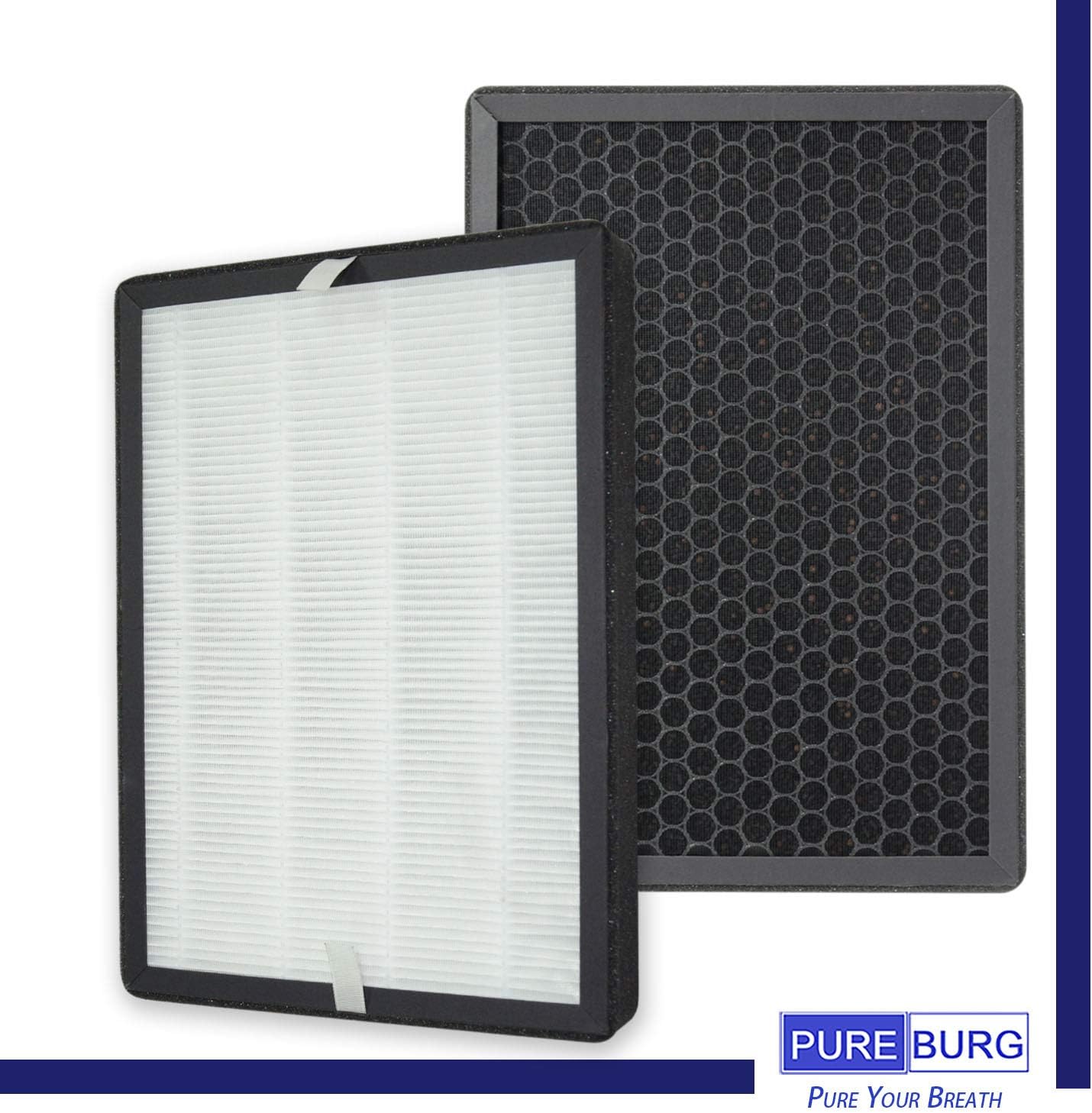PUREBURG Filtros HEPA de repuesto compatibles con COSTWAY IGYLAR Domie 4 en 1 purificadores de aire iónico compuesto, carbón activado por filtración