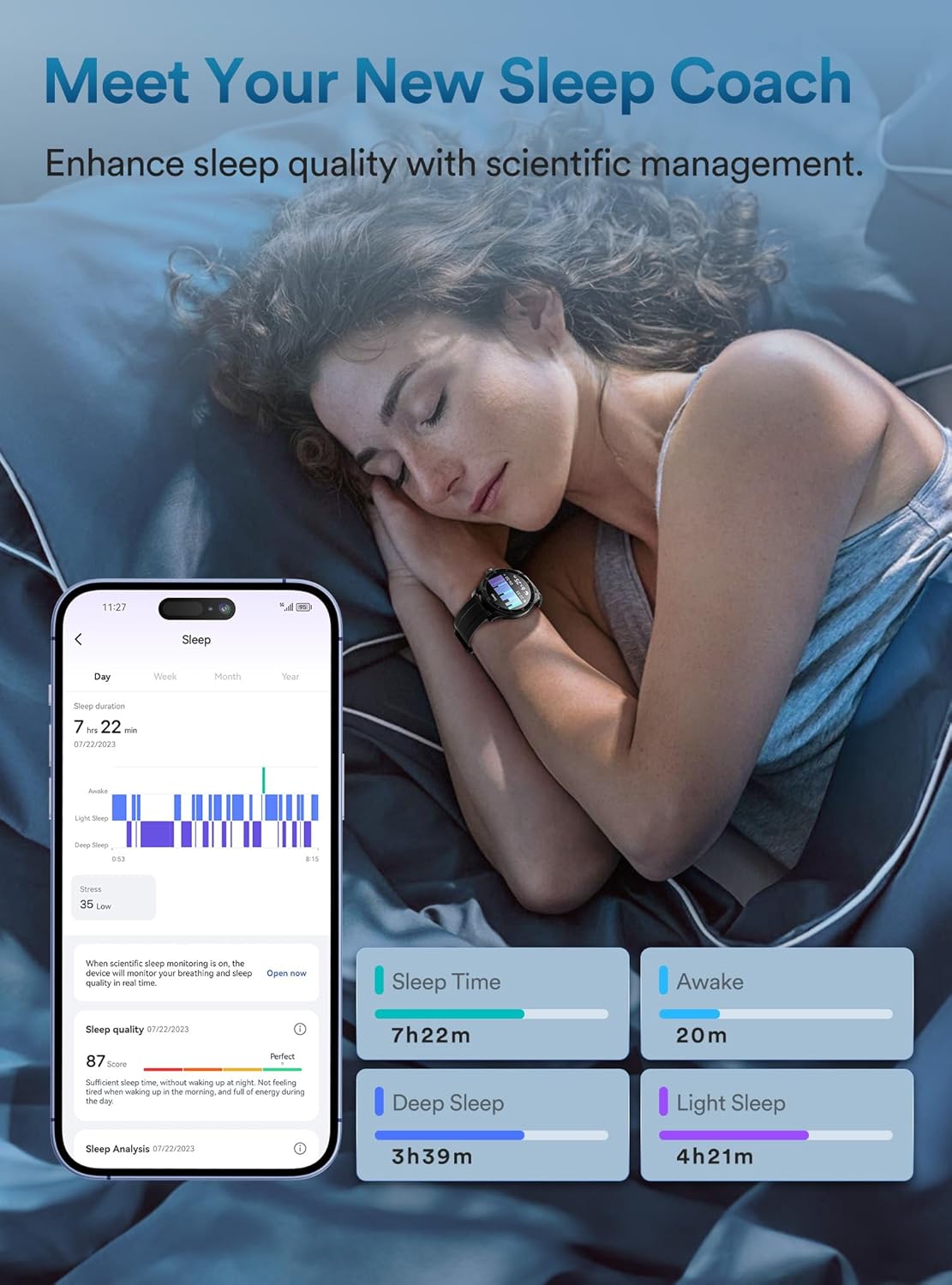 Quican Reloj inteligente, rastreador de fitness con altavoz de llamadas Dail, pantalla táctil HD IP68 resistente al agua, 100 modos deportivos,