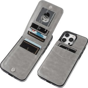 KIHUWEY Funda compatible con iPhone 15 Pro Max con soporte para tarjeta de crédito, cierre magnético de cuero de alta calidad, función atril, funda KIHUWEY Funda compatible con iPhone 15 Pro Max con soporte para tarjeta de crédito, cierre magnético de cuero de alta calidad, función atril, funda