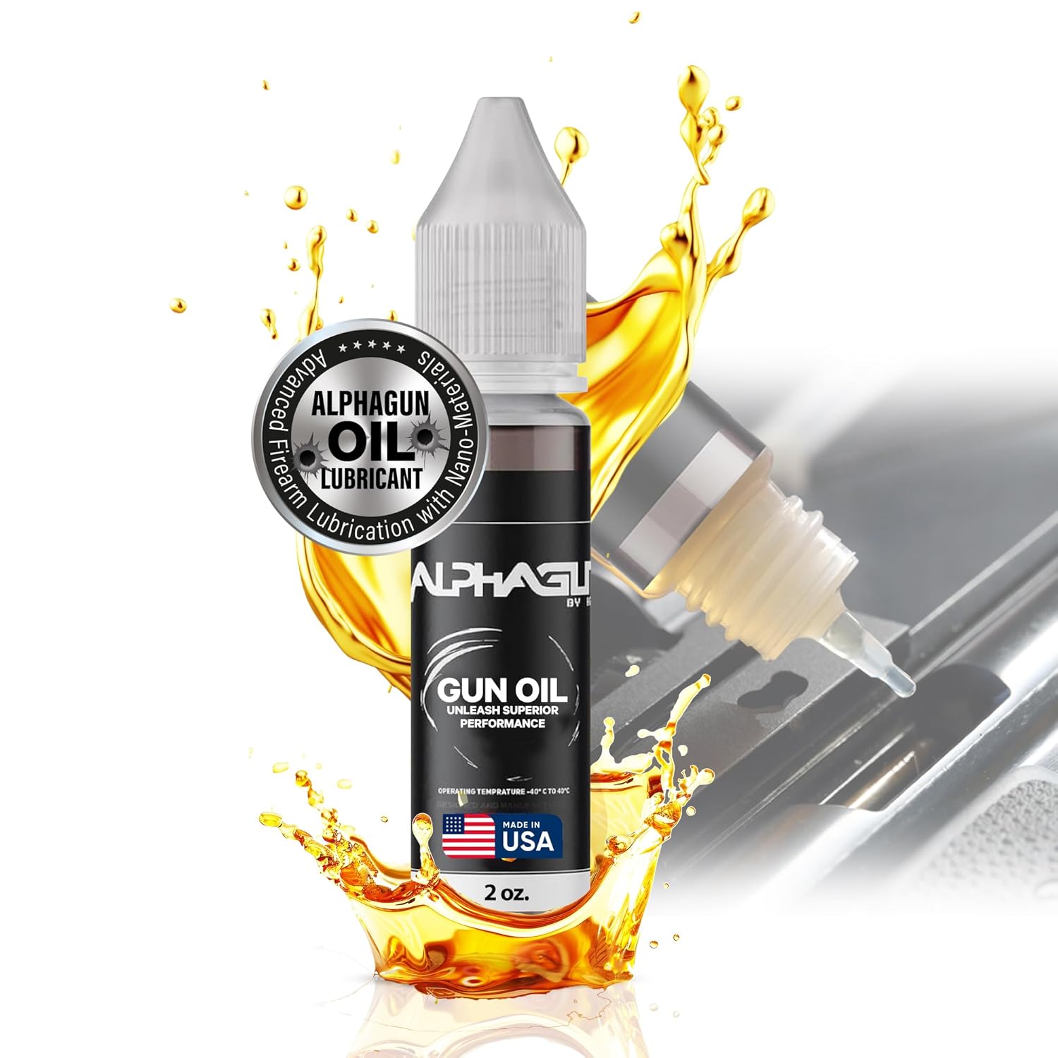 ALPHAGUN – Aceite para armas 75% más suave para un rendimiento máximo, lubricante premium fabricado en Estados Unidos para rifles, pistolas,