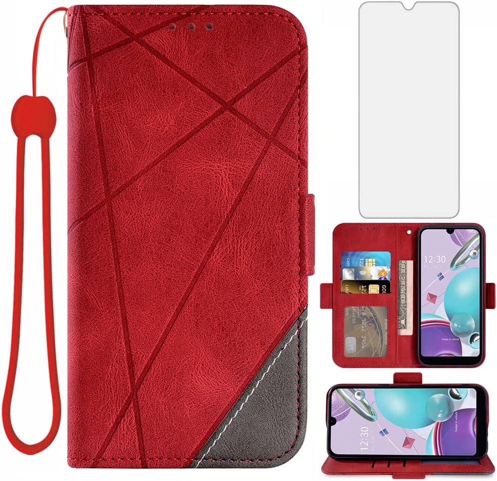 Compatible con LG Aristo 5K31Fortune 3Phoenix 5K8xTribute MonarchRisio 4 – Funda tipo cartera de vidrio templado para LGK31 Rebel K 31 31K Aristo5